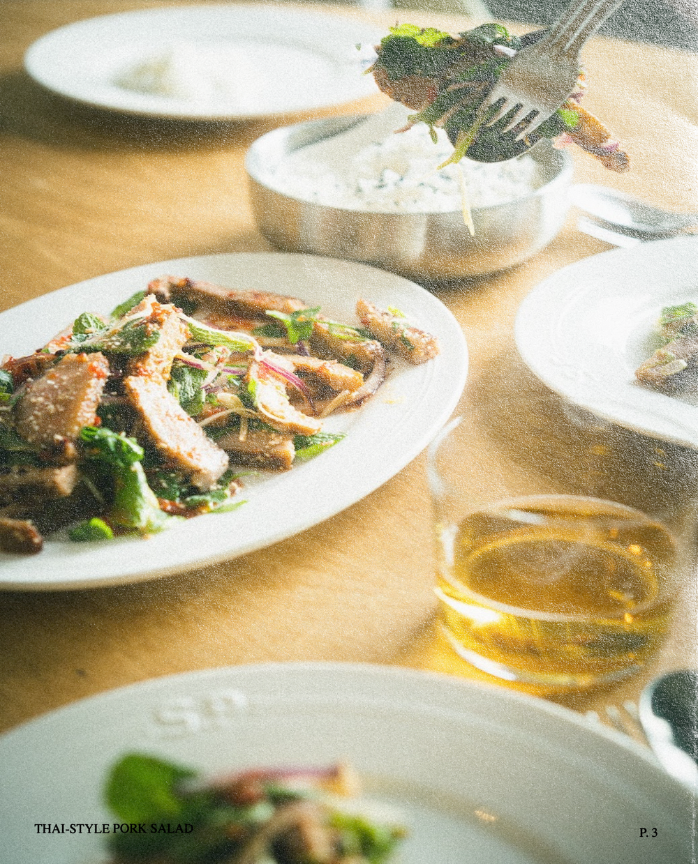 Dressed Table With Thai Style Pork Salad